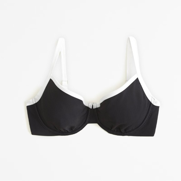 Curve Love 90s Clean Underwire Bikini Top in Black with White Contrast - Picture 8 of 11